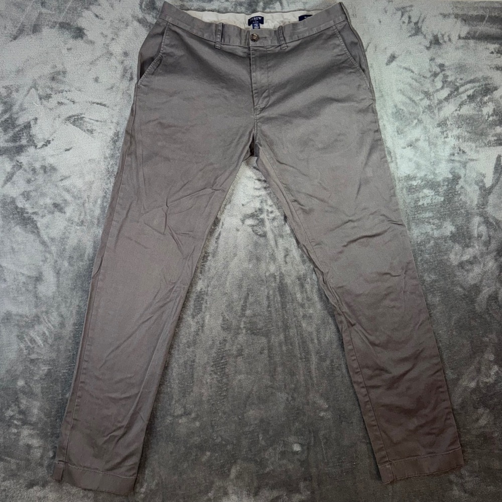 Mens 32x32 J.Crew Flex Slim Chino Pants Grey Excellent Stretch Twill Trousers